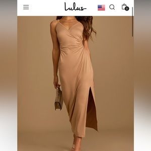 Lulus “Free to Frolic” surplice backless midi dress